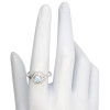 Faceted Blue Topaz Scrollwork Sterling Silver Ring