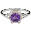 Faceted Amethyst Scrollwork Sterling Silver Ring