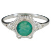 Faceted Composite Emerald Scrollwork Sterling Silver Ring