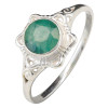 Faceted Composite Emerald Scrollwork Sterling Silver Ring