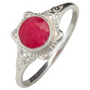 Faceted Composite Ruby Scrollwork Sterling Silver Ring