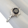 Faceted Black Onyx Scrollwork Sterling Silver Ring