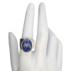 Faceted Lapis Scrollwork Sterling Silver Ring