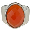 Faceted Red Onyx Scrollwork Sterling Silver Ring