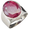 Faceted Composite Ruby Scrollwork Sterling Silver Ring