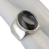 Black Onyx Scrollwork Sterling Silver Ring