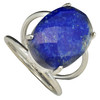 Faceted lapis sterling silver ring