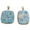 Handmade Larimar Cushion Sterling Silver Pendant