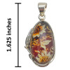 Handmade Carved Floral Butterfly Cameo Genuine Baltic Amber Sterling Silver Pendant