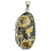 Handmade Carved Sunflower Butterfly Cameo Amber Sterling Silver Pendant