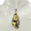 Handmade Carved Sunflower Butterfly Cameo Amber Sterling Silver Pendant
