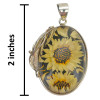 Handmade Carved Sunflower Cameo Amber Sterling Silver Pendant