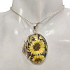 Handmade Carved Sunflower Cameo Amber Sterling Silver Pendant