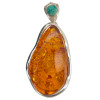 Handmade Multicolor Amber & Turquoise Sterling Silver Pendant