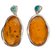 Handmade Multicolor Amber & Turquoise Sterling Silver Pendant