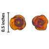 Handmade Rose Cognac Amber Sterling Silver Stud Earrings