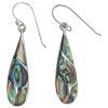 Abalone Inlay Teardrop Sterling Silver Hook Earrings