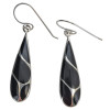 Black Onyx Inlay Teardrop Sterling Silver Hook Earrings