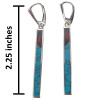 Turquoise & Amber Multicolor Inlay Bar Sterling Silver Leverback Earrings