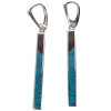 Turquoise & Amber Multicolor Inlay Bar Sterling Silver Leverback Earrings