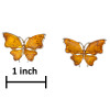Cognac Amber Butterfly Sterling Silver Stud Earrings