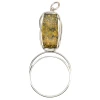 Green Amber Rectangular Open Circle Sterling Silver Pendant