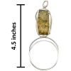Green Amber Rectangular Open Circle Sterling Silver Pendant