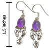 Amethyst Scrollwork Sterling Silver Hook Earrings