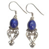 Lapis Scrollwork Sterling Silver Hook Earrings