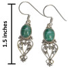 Malachite Scrollwork Sterling Silver Hook Earrings
