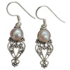 Pearl Scrollwork Sterling Silver Hook Earrings