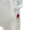 Faceted Composite Ruby Scrollwork Sterling Silver Hook Earrings