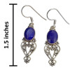 Faceted Composite Sapphire Scrollwork Sterling Silver Hook Earrings