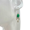 Faceted Composite Emerald Scrollwork Sterling Silver Hook Earrings