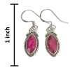 Faceted Composite Ruby Twisted Rope Sterling Silver Hook Earrings