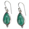 Malachite Teardrop Sterling Silver Hook Earrings