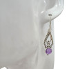 Amethyst Scrollwork Sterling Silver Hook Earrings