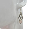 Rose Quartz Scrollwork Sterling Silver Hook Earrings