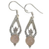 Rose Quartz Scrollwork Sterling Silver Hook Earrings