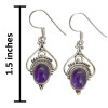 Amethyst Scrollwork Sterling Silver Hook Earrings