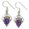 Amethyst Scrollwork Sterling Silver Hook Earrings