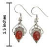 Red Onyx Scrollwork Sterling Silver Hook Earrings
