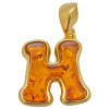 Letter H Pendant Amber Gold Plated Silver Alphabet Collection