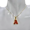 Letter A Pendant Amber Gold Plated Silver Alphabet Collection