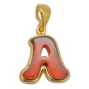 Letter A Pendant Amber Gold Plated Silver Alphabet Collection