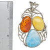 Multi-Color Amber/Larimar Silver Pendant