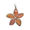 Amber Silver Flower Pendant