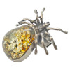 Handmade Green Amber Silver Spider Adjustable Ring