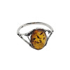 Cognac Amber Oxidized Sterling Silver Ring