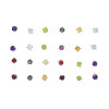 Pack Of 12 Pairs Faceted Gemstone Sterling Silver Stud Earrings